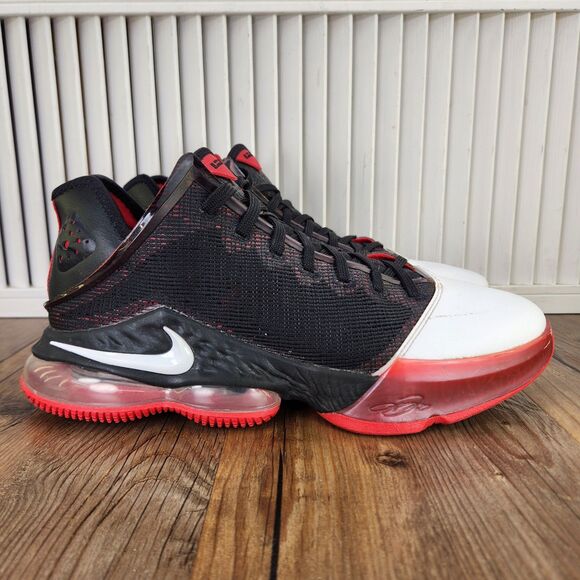 Nike Lebron 19 Low Mens 10.5 Black White University Red Sneaker Shoes DH1270-001